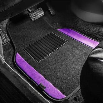 FH Group® - Non-Slip 1st & 2nd Row Purple Carpet Floor Mat Set with Colored Trim