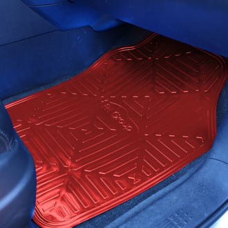 FH Group® - Metallic Finish 1st & 2nd Row Red Rubber Floor Mat Set