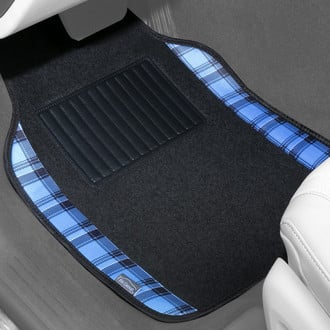 FH Group® - Tartan11 1st & 2nd Row Blue Carpet Floor Mat Set