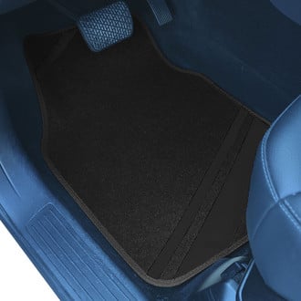 FH Group® - Non-Slip 1st & 2nd Row Gray Carpet Floor Mat Set with Faux Leather Stripes