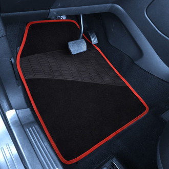 FH Group® - Color-Trimmed 1st & 2nd Row Red Carpet Floor Mat Set