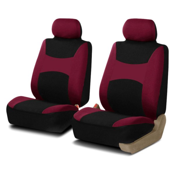  FH Group® - 1st Row Light & Breezy Flat Cloth 1st Row Burgundy & Black Seat Covers