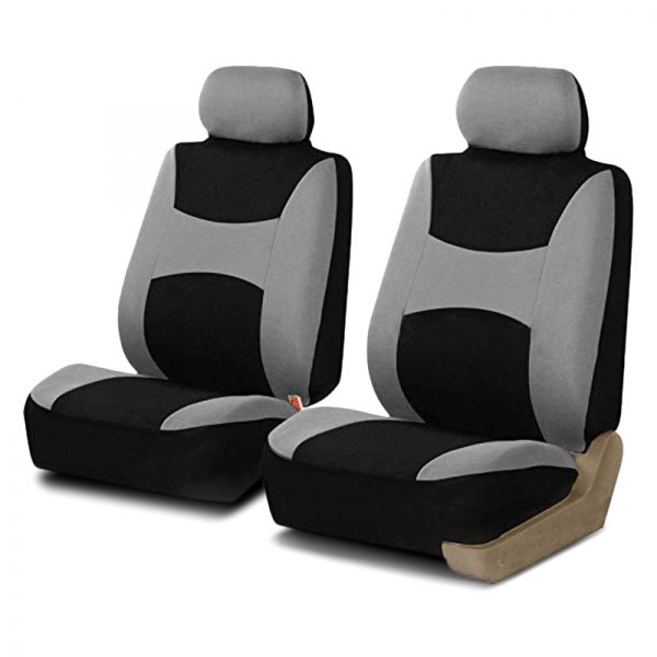  FH Group® - 1st Row Light & Breezy Flat Cloth 1st Row Gray & Black Seat Covers