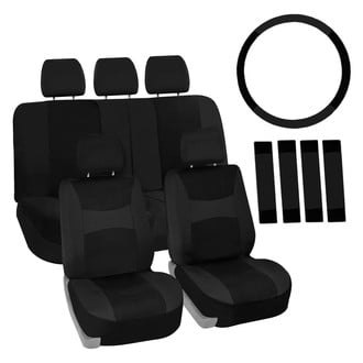 FH Group® - Light & Breezy Flat Cloth 1st & 2nd Row Black Seat Covers