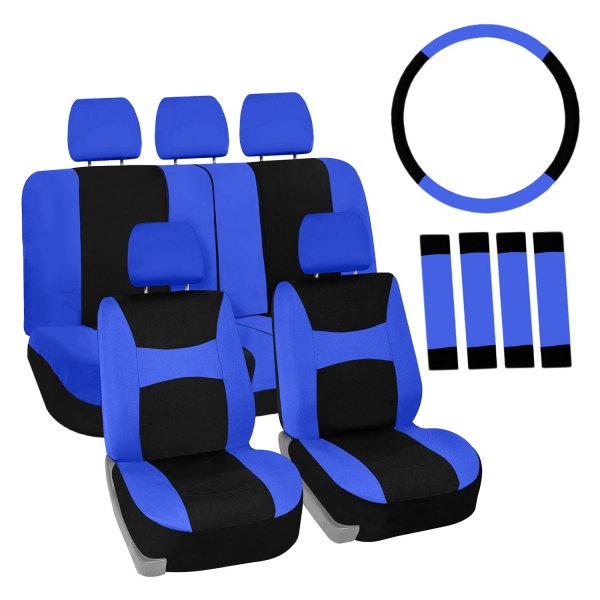  FH Group® - 1st & 2nd Row Light & Breezy Flat Cloth 1st & 2nd Row Blue & Black Seat Covers