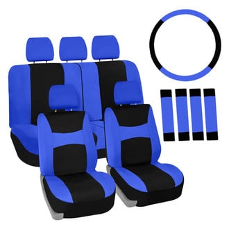 FH Group® - Light & Breezy Flat Cloth 1st & 2nd Row Blue & Black Seat Covers