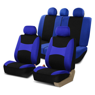 FH Group® - Light & Breezy Flat Cloth 1st & 2nd Row Blue & Black Seat Covers