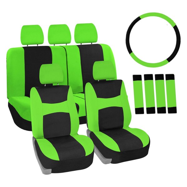  FH Group® - 1st & 2nd Row Light & Breezy Flat Cloth 1st & 2nd Row Green & Black Seat Covers