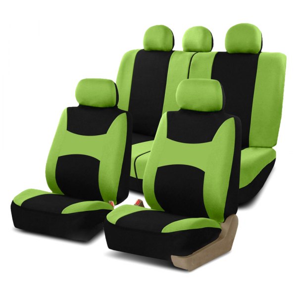  FH Group® - 1st & 2nd Row Light & Breezy Flat Cloth 1st & 2nd Row Green & Black Seat Covers