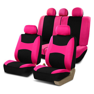 FH Group® - Light & Breezy Flat Cloth 1st & 2nd Row Pink & Black Seat Covers