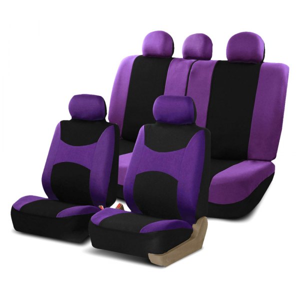  FH Group® - 1st & 2nd Row Light & Breezy Flat Cloth 1st & 2nd Row Purple & Black Seat Covers