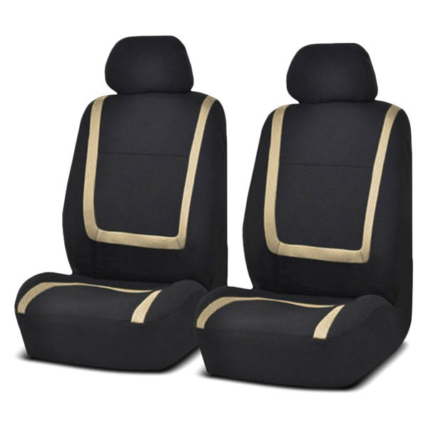  FH Group® - 1st Row Unique Flat Cloth 1st Row Black & Beige Seat Covers