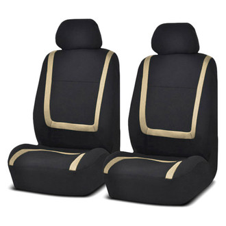 FH Group® - Unique Flat Cloth 1st Row Black & Beige Seat Covers