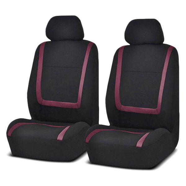  FH Group® - 1st Row Unique Flat Cloth 1st Row Black & Burgundy Seat Covers
