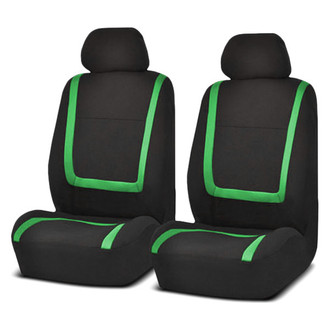 FH Group® - Unique Flat Cloth 1st Row Black & Green Seat Covers