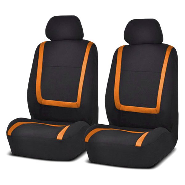  FH Group® - 1st Row Unique Flat Cloth 1st Row Black & Orange Seat Covers