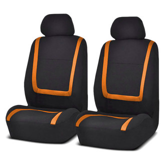 FH Group® - Unique Flat Cloth 1st Row Black & Orange Seat Covers