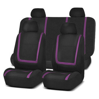 FH Group® - Unique Flat Cloth 1st & 2nd Row Black & Purple Seat Covers