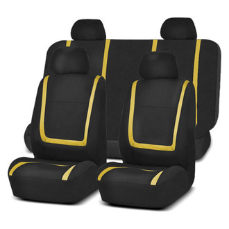 FH Group® - Unique Flat Cloth 1st & 2nd Row Black & Yellow Seat Covers