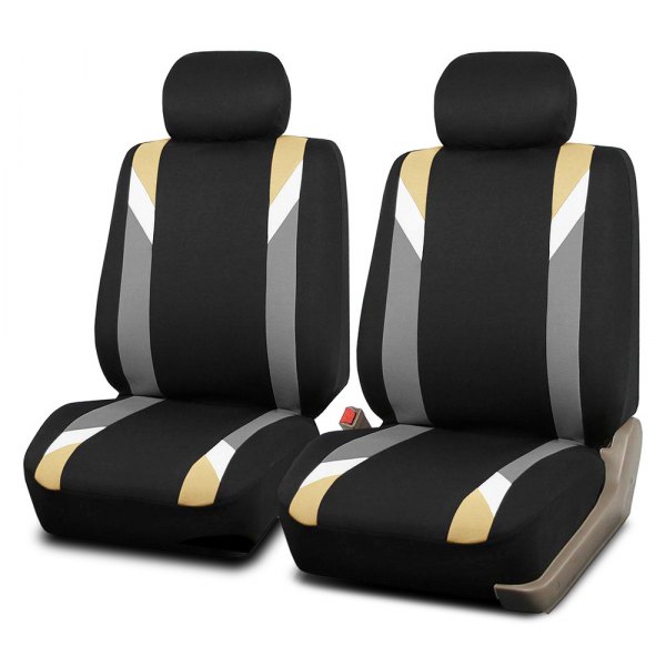  FH Group® - 1st Row Premium Modernistic 1st Row Black & Beige Seat Covers