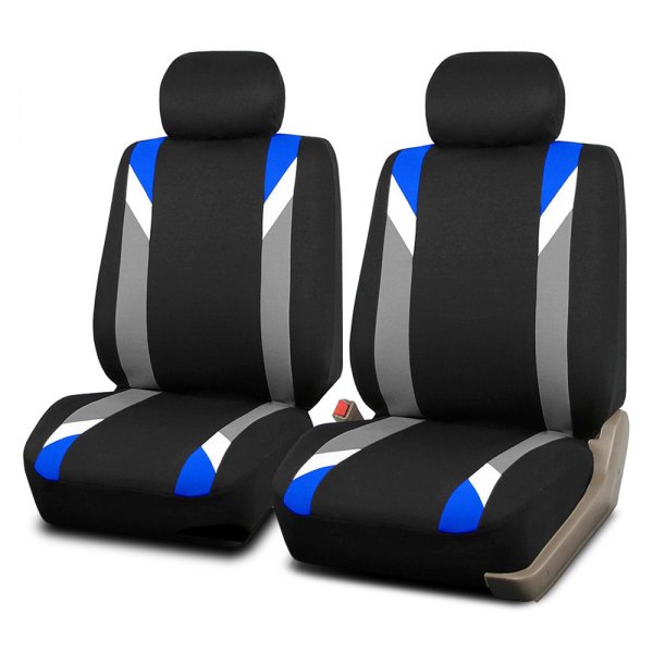  FH Group® - 1st Row Premium Modernistic 1st Row Black & Blue Seat Covers