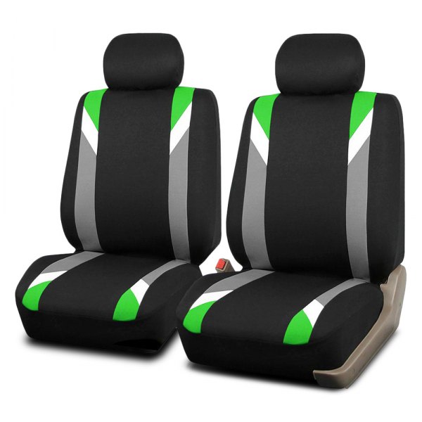  FH Group® - 1st Row Premium Modernistic 1st Row Black & Green Seat Covers