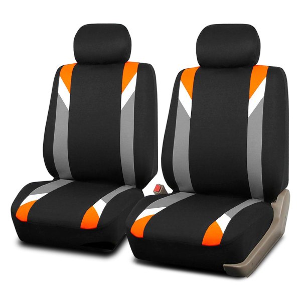  FH Group® - 1st Row Premium Modernistic 1st Row Black & Orange Seat Covers