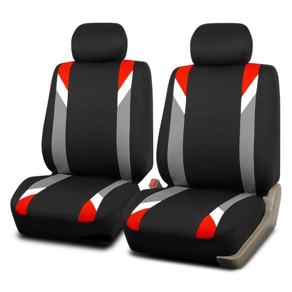  FH Group® - 1st Row Premium Modernistic 1st Row Black & Red Seat Covers