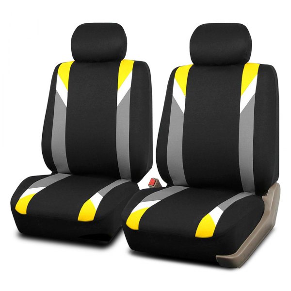  FH Group® - 1st Row Premium Modernistic 1st Row Black & Yellow Seat Covers