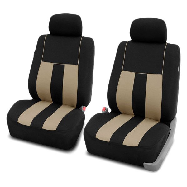  FH Group® - 1st Row Striking Striped 1st Row Black & Beige Seat Covers