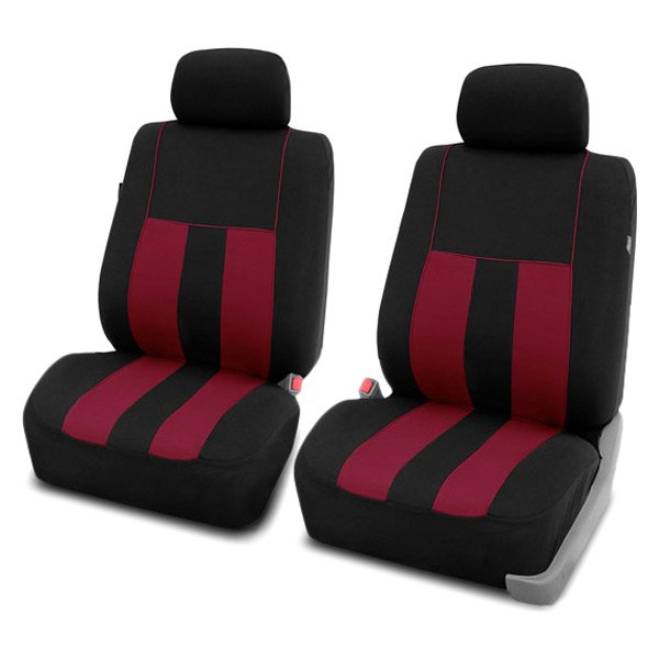  FH Group® - 1st Row Striking Striped 1st Row Black & Burgundy Seat Covers