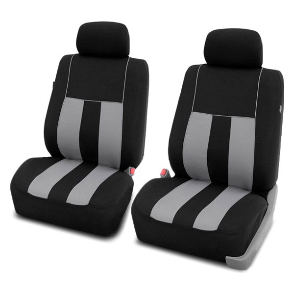  FH Group® - 1st Row Striking Striped 1st Row Black & Gray Seat Covers