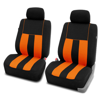 FH Group® - Striking Striped 1st Row Black & Orange Seat Covers