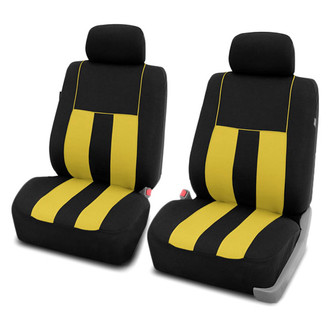 FH Group® - Striking Striped 1st Row Black & Yellow Seat Covers