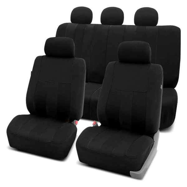  FH Group® - 1st & 2nd Row Striking Striped 1st & 2nd Row Black Seat Covers