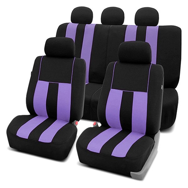  FH Group® - 1st & 2nd Row Striking Striped 1st & 2nd Row Black & Purple Seat Covers