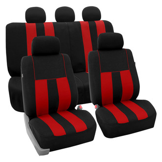 FH Group® - Striking Striped 1st & 2nd Row Black & Red Seat Covers