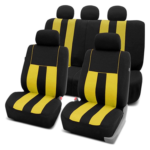  FH Group® - 1st & 2nd Row Striking Striped 1st & 2nd Row Black & Yellow Seat Covers