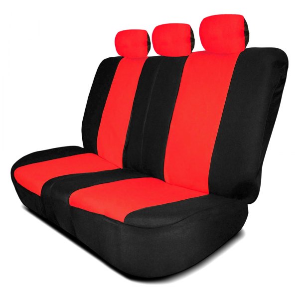  FH Group® - 2nd Row Full Coverage Flat Cloth 2nd Row Black & Red Seat Covers