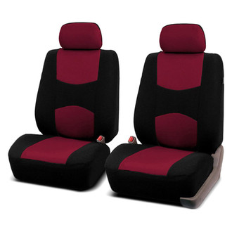 FH Group® - Flat Cloth 1st Row Black & Burgundy Seat Covers
