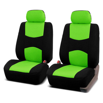 FH Group® - Flat Cloth 1st Row Black & Green Seat Covers