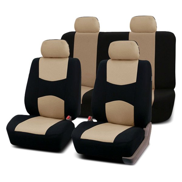  FH Group® - 1st & 2nd Row Flat Cloth 1st & 2nd Row Black & Beige Seat Covers