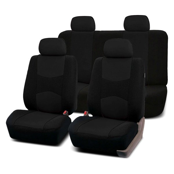  FH Group® - 1st & 2nd Row Flat Cloth 1st & 2nd Row Black Seat Covers
