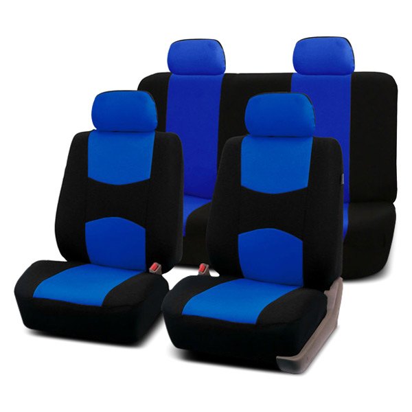  FH Group® - 1st & 2nd Row Flat Cloth 1st & 2nd Row Black & Blue Seat Covers