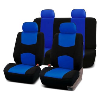 FH Group® - Flat Cloth 1st & 2nd Row Black & Blue Seat Covers