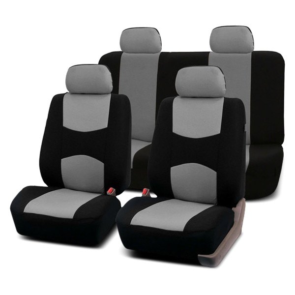  FH Group® - 1st & 2nd Row Flat Cloth 1st & 2nd Row Black & Gray Seat Covers