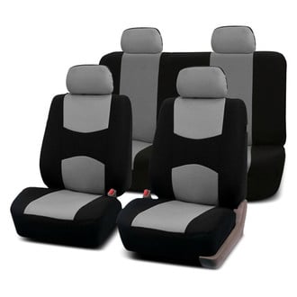 FH Group® - Flat Cloth 1st & 2nd Row Black & Gray Seat Covers