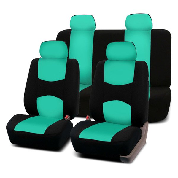  FH Group® - 1st & 2nd Row Flat Cloth 1st & 2nd Row Black & Mint Seat Covers