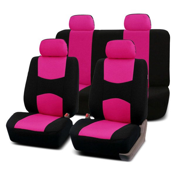  FH Group® - 1st & 2nd Row Flat Cloth 1st & 2nd Row Black & Pink Seat Covers
