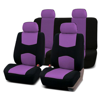 FH Group® - Flat Cloth 1st & 2nd Row Black & Purple Seat Covers